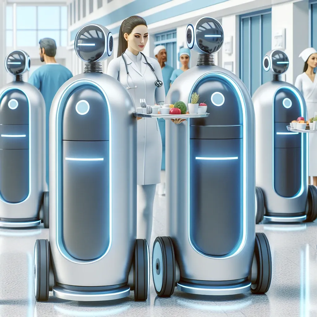 "Robot camarero entregando comidas en un hospital de Madrid, mostrando la innovación en la atención al paciente."